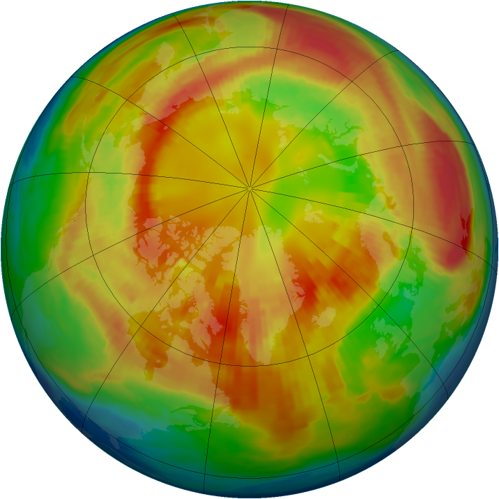 Arctic ozone map for 24 February 1985